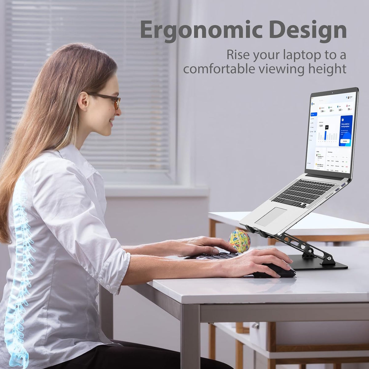 Adjustable Laptop Stand for Desk, Metal Laptop Riser Holder