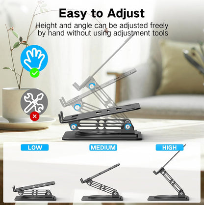 Adjustable Laptop Stand for Desk, Metal Laptop Riser Holder