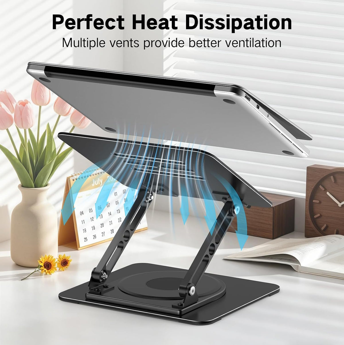 Adjustable Laptop Stand for Desk, Metal Laptop Riser Holder