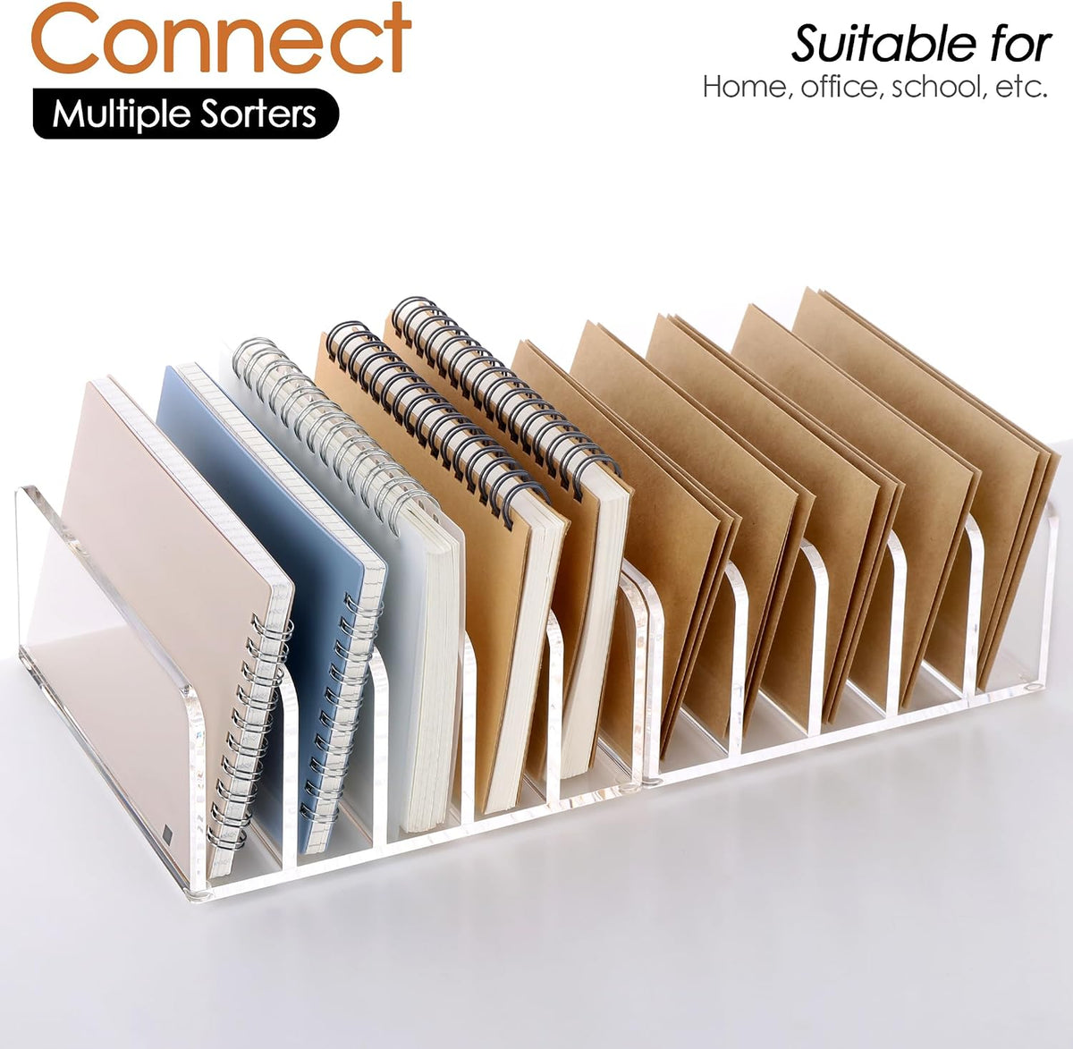 Acrylic Mail Holder, 5-Slot Vertical Letter Sorter, Clear