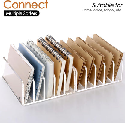 Acrylic Mail Holder, 5-Slot Vertical Letter Sorter, Clear