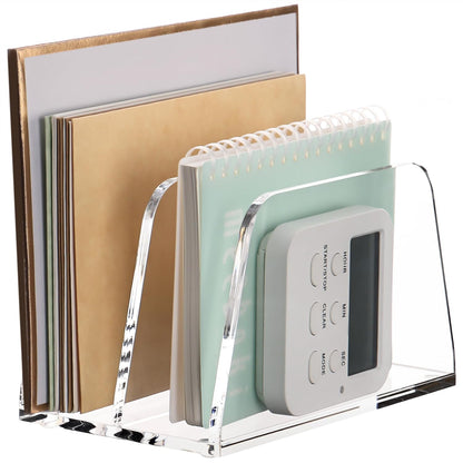 Acrylic Mail Holder, 5-Slot Vertical Letter Sorter, Clear