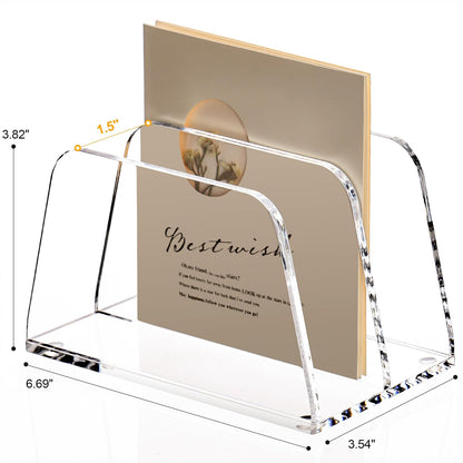 Acrylic Mail Holder, 5-Slot Vertical Letter Sorter, Clear