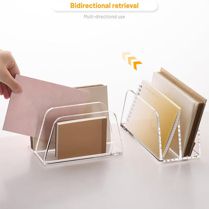 Acrylic Mail Holder, 5-Slot Vertical Letter Sorter, Clear
