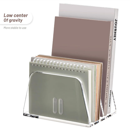 Acrylic Mail Holder, 5-Slot Vertical Letter Sorter, Clear