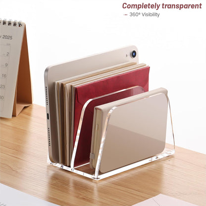 Acrylic Mail Holder, 5-Slot Vertical Letter Sorter, Clear
