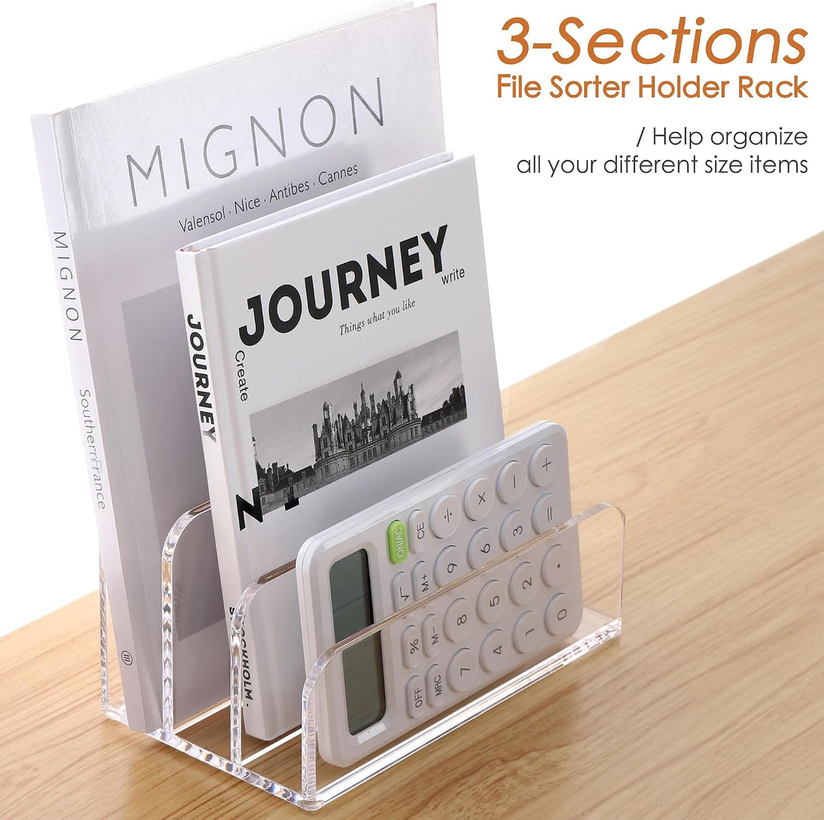 Acrylic Mail Holder, 5-Slot Vertical Letter Sorter, Clear