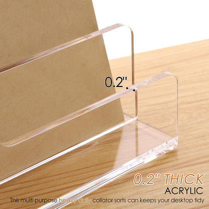 Acrylic Mail Holder, 5-Slot Vertical Letter Sorter, Clear