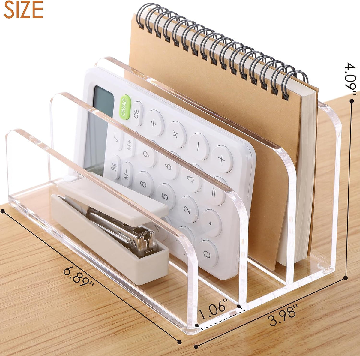 Acrylic Mail Holder, 5-Slot Vertical Letter Sorter, Clear