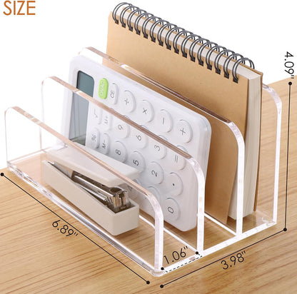 Acrylic Mail Holder, 5-Slot Vertical Letter Sorter, Clear