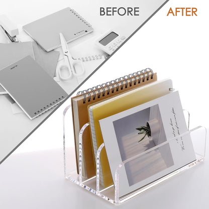 Acrylic Mail Holder, 5-Slot Vertical Letter Sorter, Clear