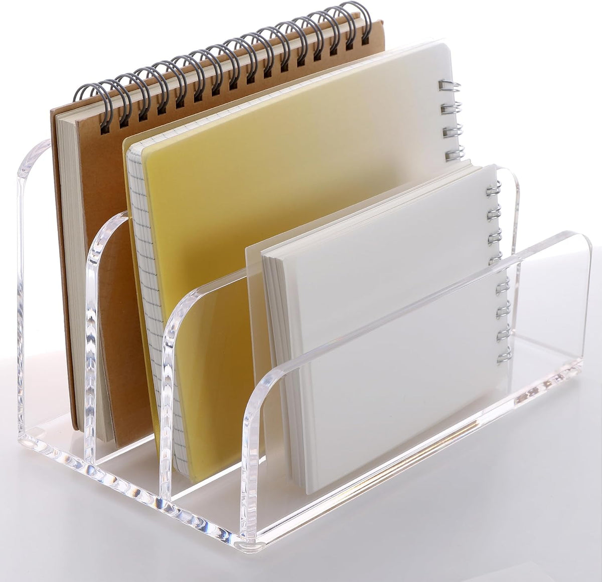 Acrylic Mail Holder, 5-Slot Vertical Letter Sorter, Clear