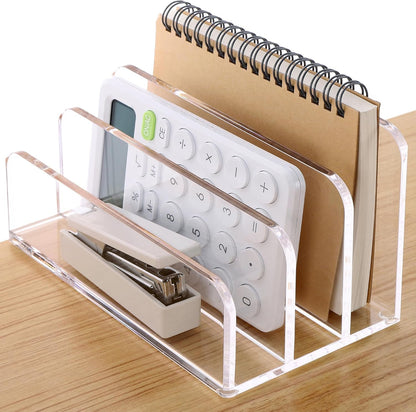 Acrylic Mail Holder, 5-Slot Vertical Letter Sorter, Clear