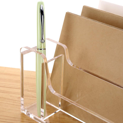 Acrylic Mail Holder, 5-Slot Vertical Letter Sorter, Clear