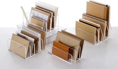 Acrylic Mail Holder, 5-Slot Vertical Letter Sorter, Clear