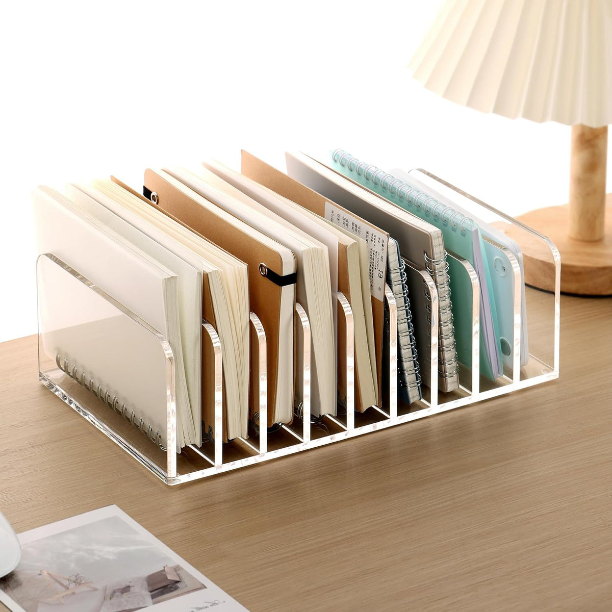Acrylic Mail Holder, 5-Slot Vertical Letter Sorter, Clear