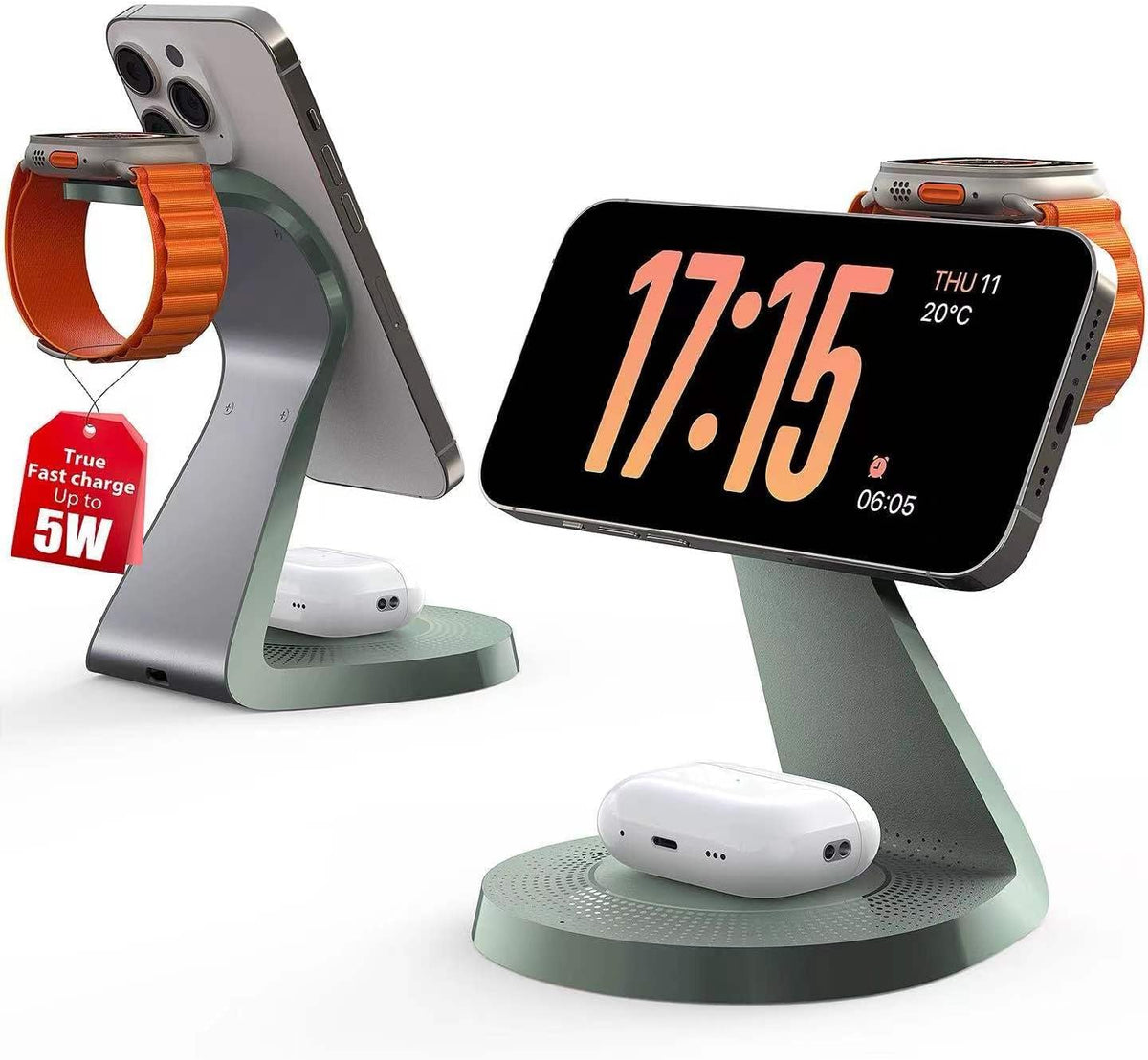 3 in 1 Charging Station for Apple Devices,Mag-Safe Charger Stand Fast Charging,Wireless Charger for iPhone 16/15/14/13/12 Series,& AirPods,& iWatch(USB-C Charger Included)