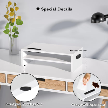 Wooden Monitor Stand Riser for Desk, 2-Tier Computer Monitor Stand