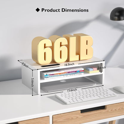Wooden Monitor Stand Riser for Desk, 2-Tier Computer Monitor Stand