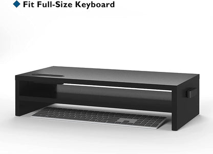 Wooden Monitor Stand Riser for Desk, 2-Tier Computer Monitor Stand
