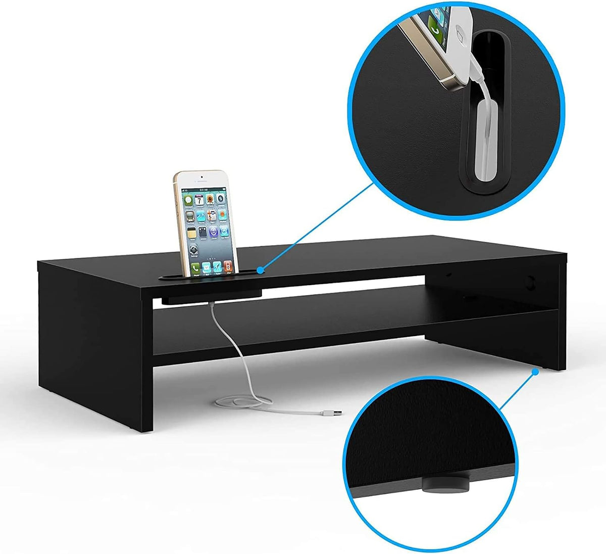 Wooden Monitor Stand Riser for Desk, 2-Tier Computer Monitor Stand