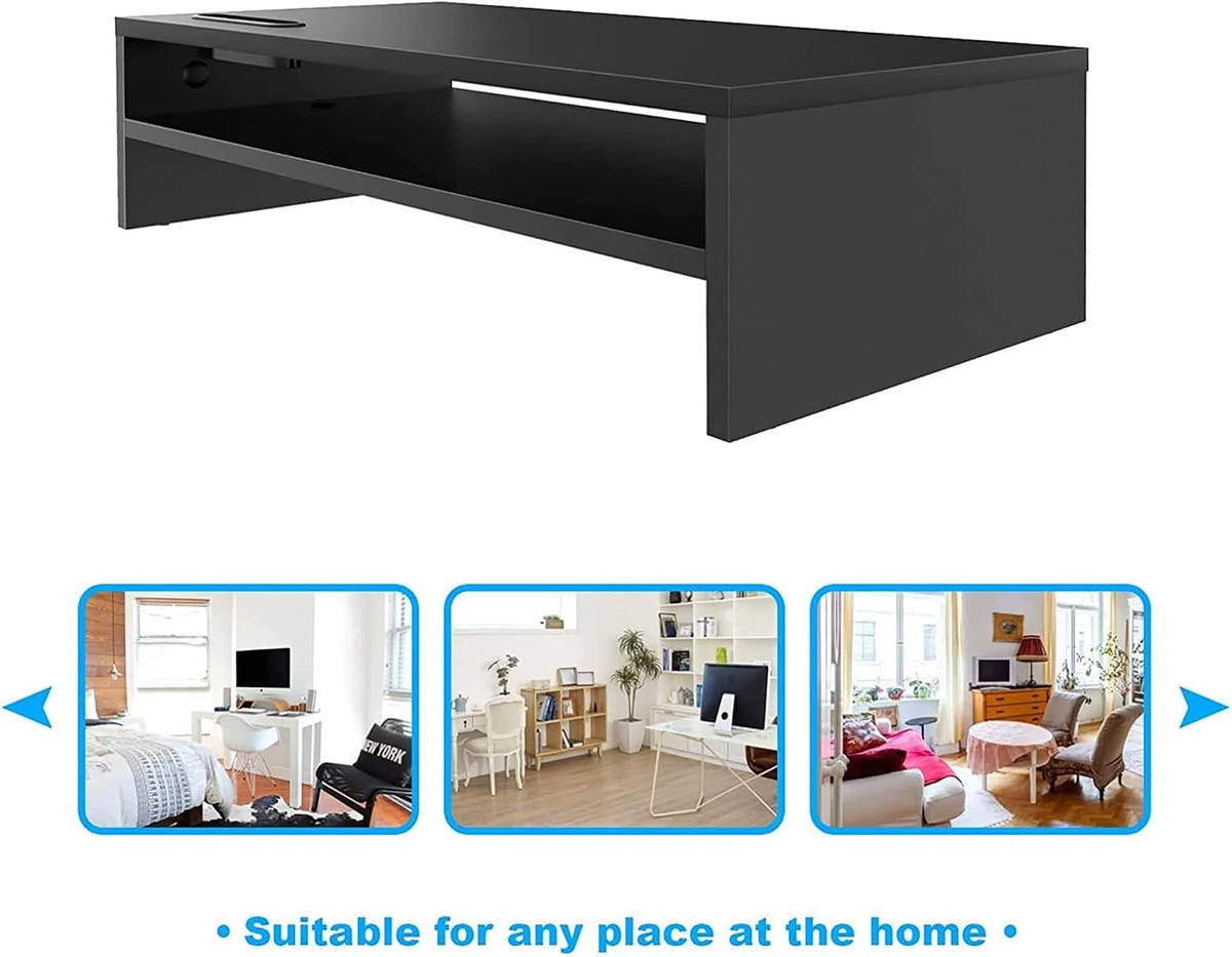Wooden Monitor Stand Riser for Desk, 2-Tier Computer Monitor Stand