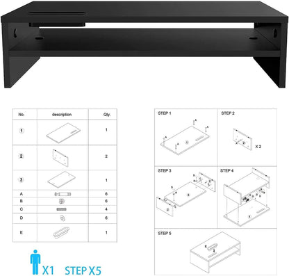 Wooden Monitor Stand Riser for Desk, 2-Tier Computer Monitor Stand