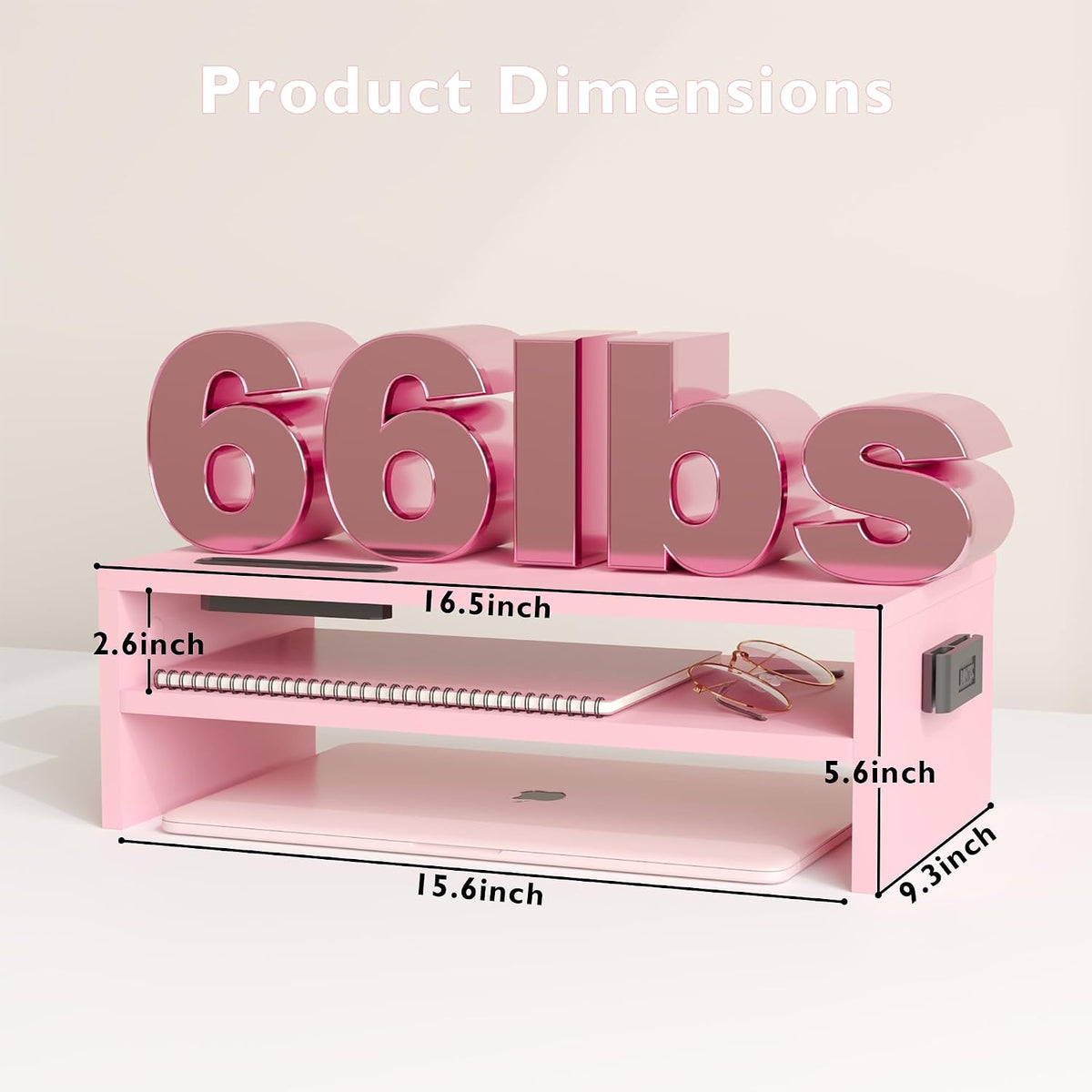 Wooden Monitor Stand Riser for Desk, 2-Tier Computer Monitor Stand