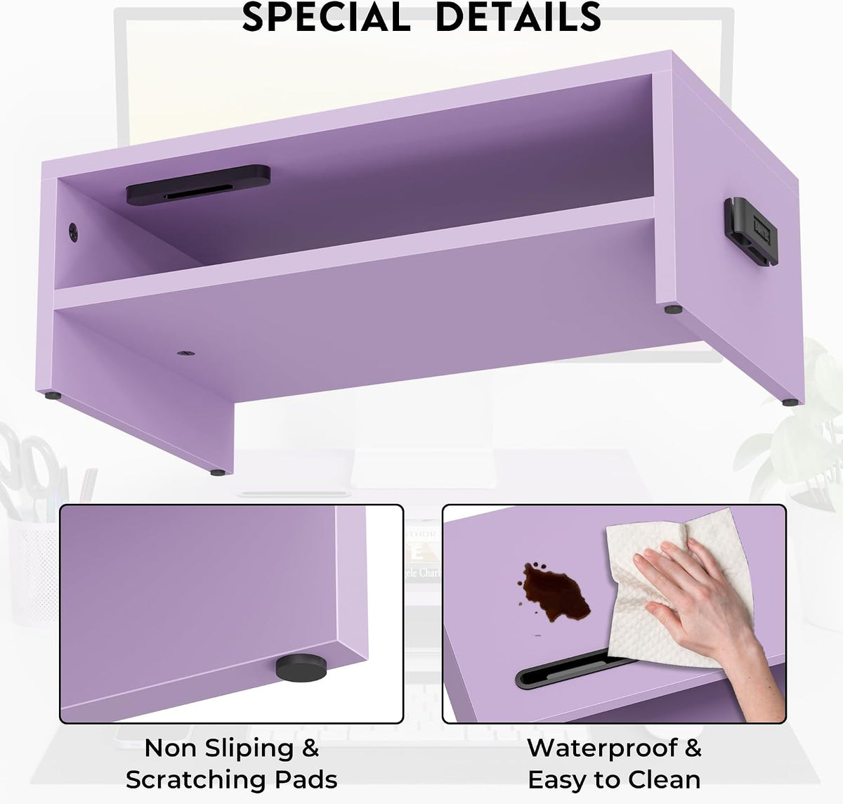 Wooden Monitor Stand Riser for Desk, 2-Tier Computer Monitor Stand