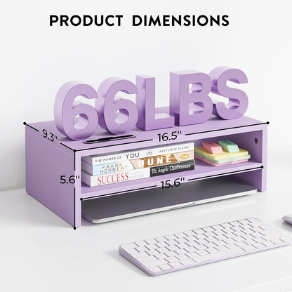 Wooden Monitor Stand Riser for Desk, 2-Tier Computer Monitor Stand