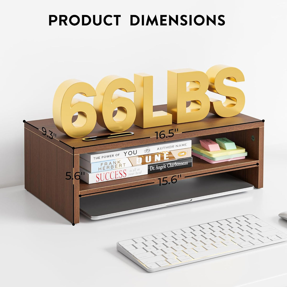 Wooden Monitor Stand Riser for Desk, 2-Tier Computer Monitor Stand