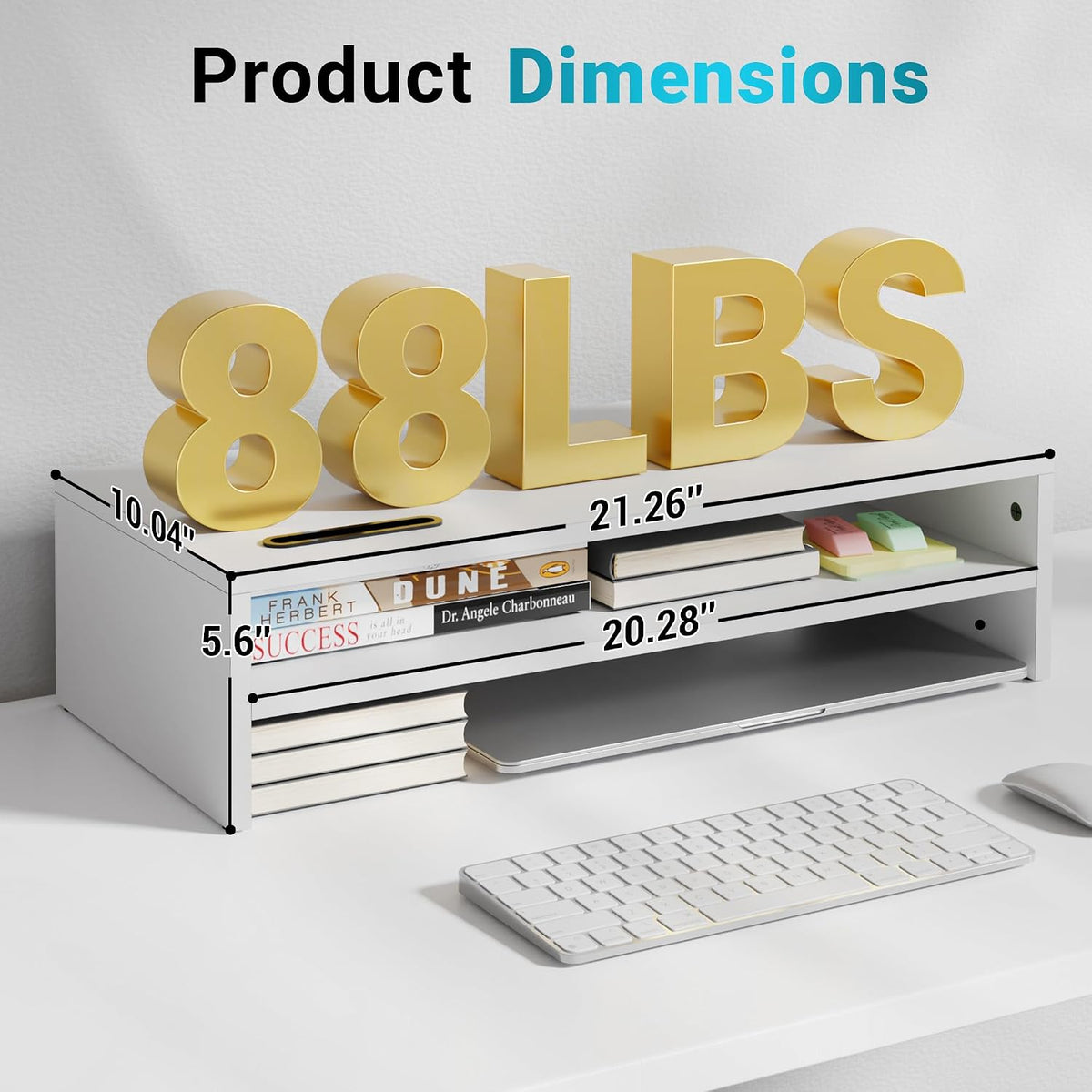 Wooden Monitor Stand Riser for Desk, 2-Tier Computer Monitor Stand
