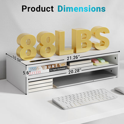 Wooden Monitor Stand Riser for Desk, 2-Tier Computer Monitor Stand