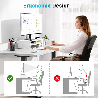 Wooden Monitor Stand Riser for Desk, 2-Tier Computer Monitor Stand