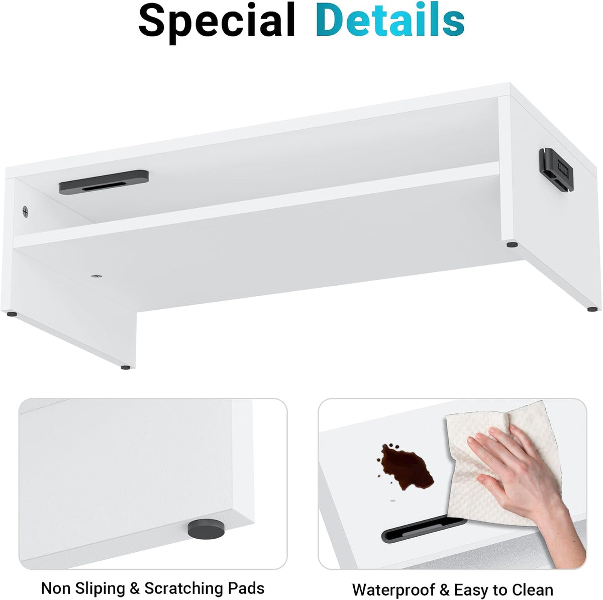 Wooden Monitor Stand Riser for Desk, 2-Tier Computer Monitor Stand