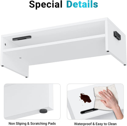 Wooden Monitor Stand Riser for Desk, 2-Tier Computer Monitor Stand