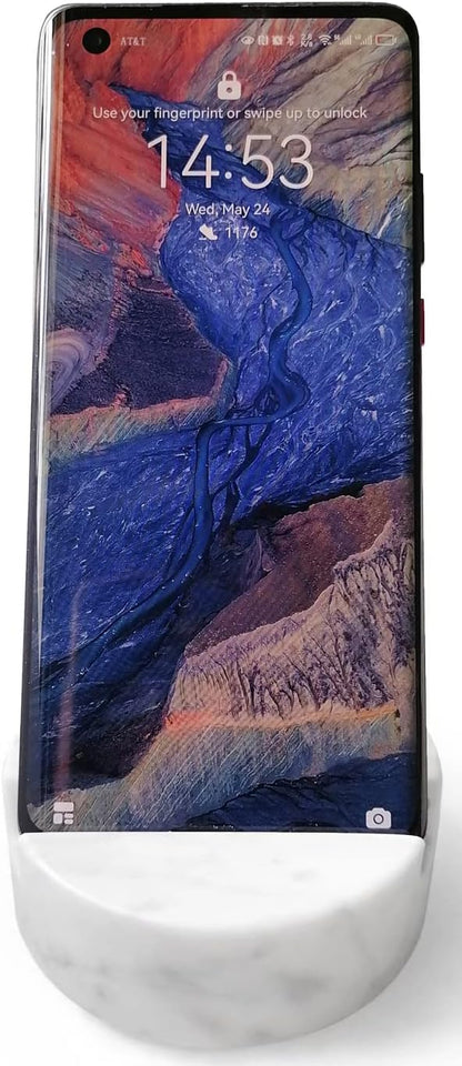 Luxurious Marble Cell Phone Stand Holder for Cellphone Tablet On Desk, Countertop, Table, Nightstand. Heavy Real Stone Mobile Phone Stands (Solid)