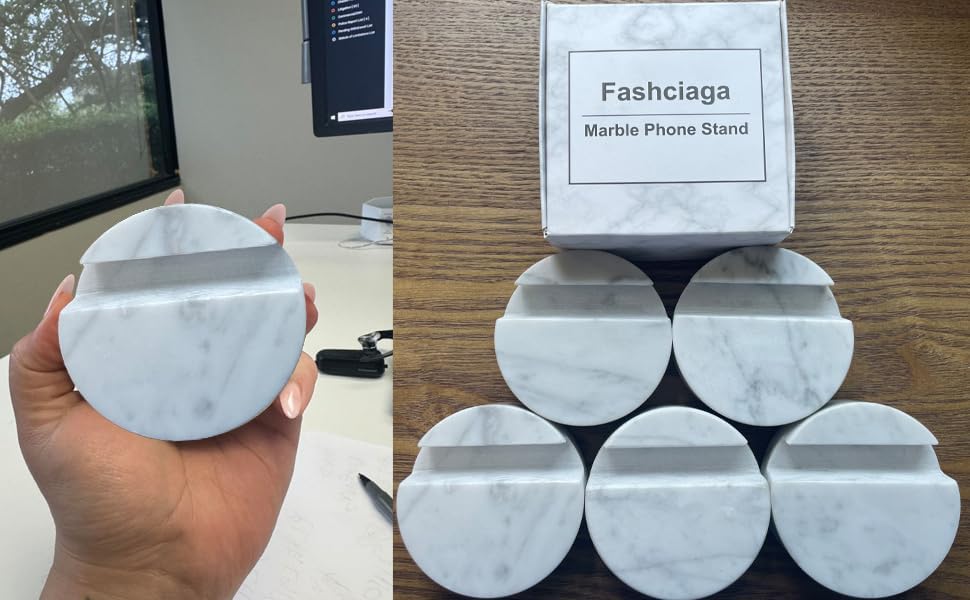 Luxurious Marble Cell Phone Stand Holder for Cellphone Tablet On Desk, Countertop, Table, Nightstand. Heavy Real Stone Mobile Phone Stands (Solid)
