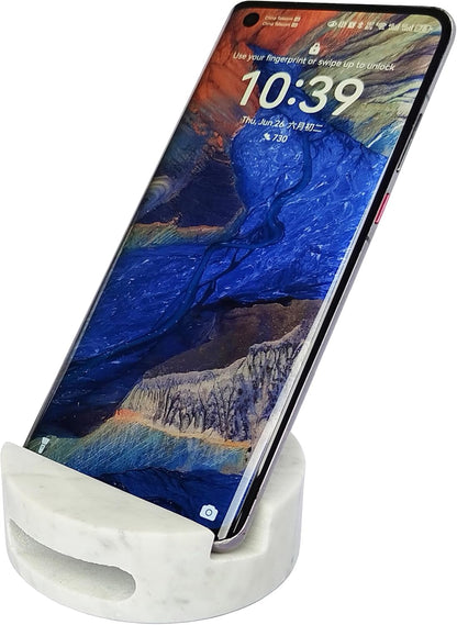 Luxurious Marble Cell Phone Stand Holder for Cellphone Tablet On Desk, Countertop, Table, Nightstand. Heavy Real Stone Mobile Phone Stands (Solid)