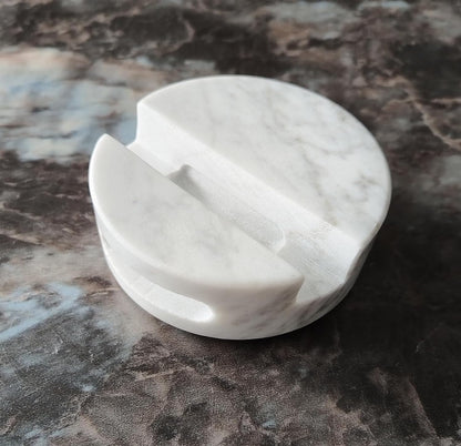 Luxurious Marble Cell Phone Stand Holder for Cellphone Tablet On Desk, Countertop, Table, Nightstand. Heavy Real Stone Mobile Phone Stands (Solid)
