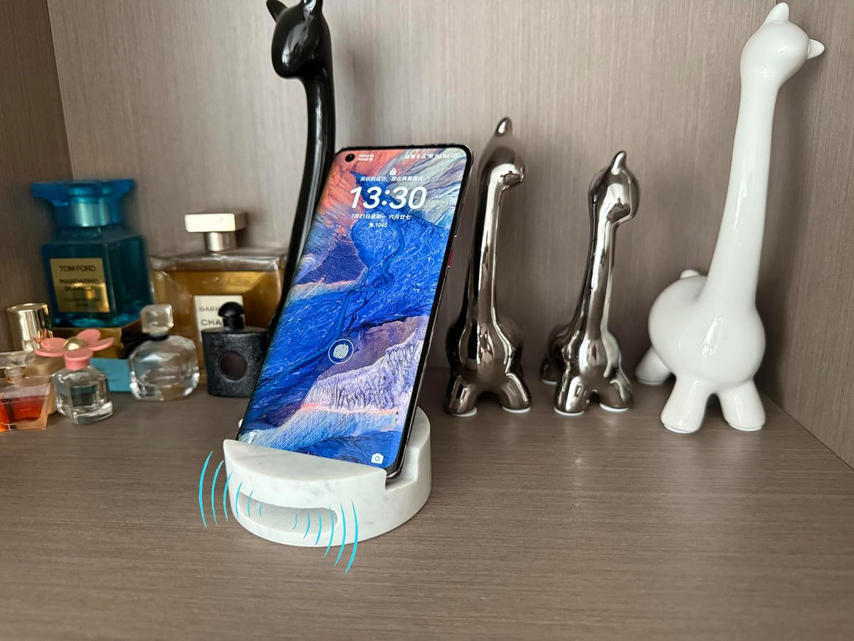 Luxurious Marble Cell Phone Stand Holder for Cellphone Tablet On Desk, Countertop, Table, Nightstand. Heavy Real Stone Mobile Phone Stands (Solid)