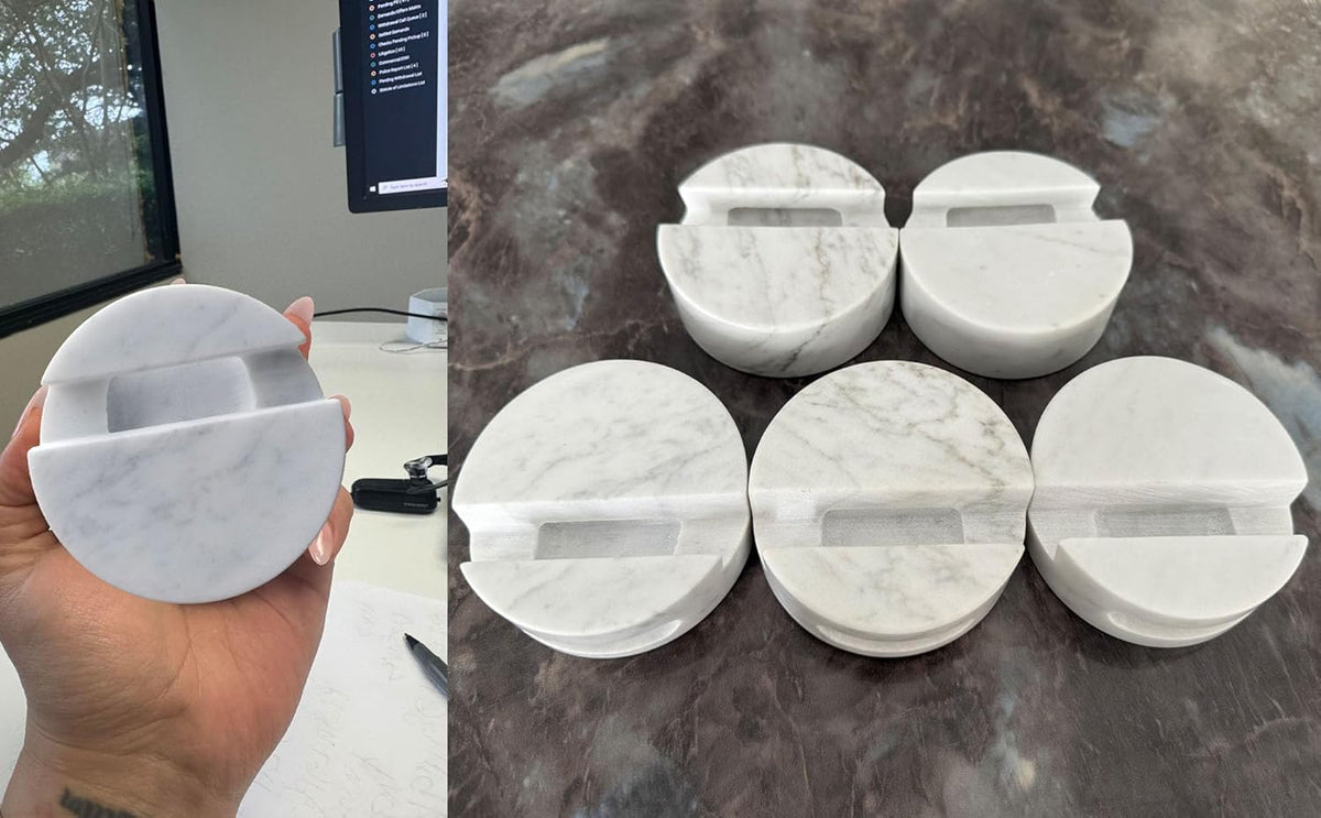 Luxurious Marble Cell Phone Stand Holder for Cellphone Tablet On Desk, Countertop, Table, Nightstand. Heavy Real Stone Mobile Phone Stands (Solid)