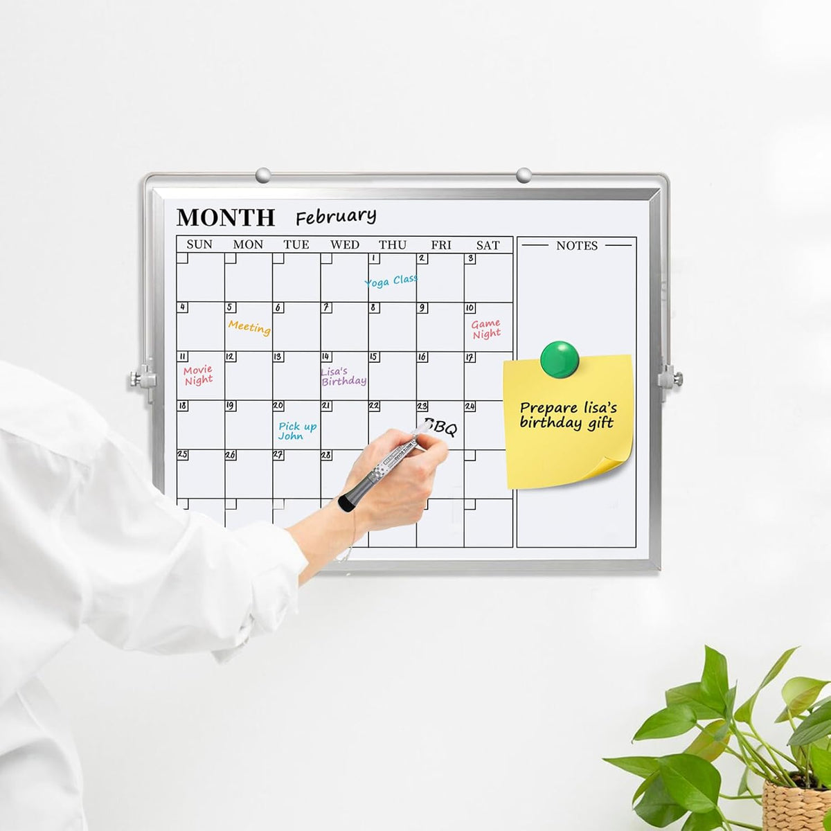 Dry Erase White Board, 16 x 12 inches Double-Sided Magnetic Monthly Dry Erase Whiteboard Calendar Planner with Stand, Portable Desktop Calendar Whiteboard for Kitchen, School, Home, Office