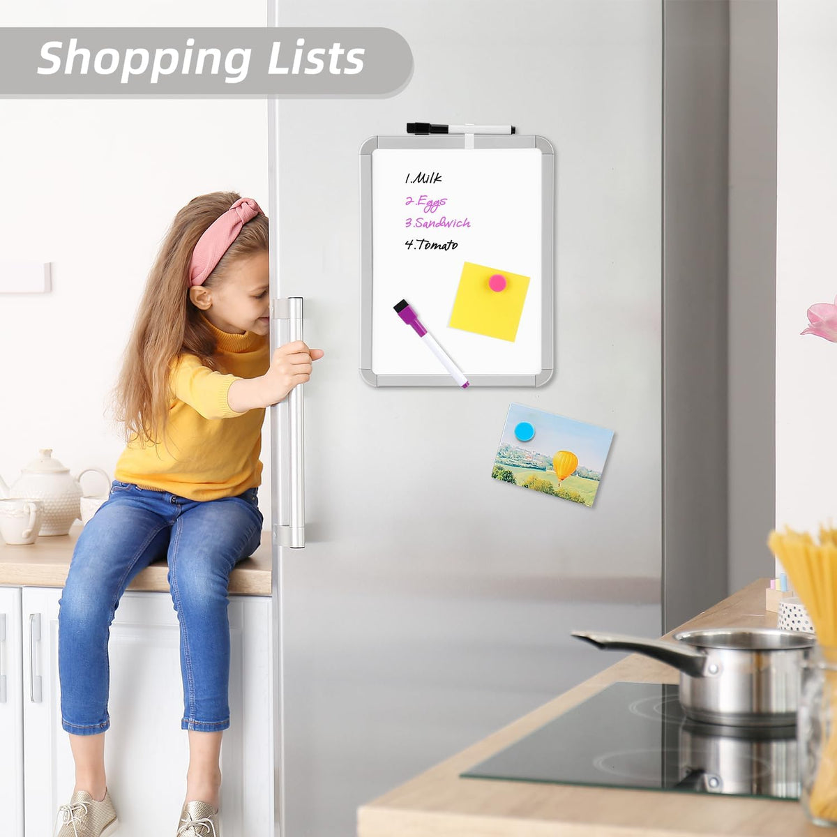 Small Dry Erase Whiteboard, 8.5 x 11 Inches White Board for Kids, Students, Fridge, Locker, Mini Dry Erase Board