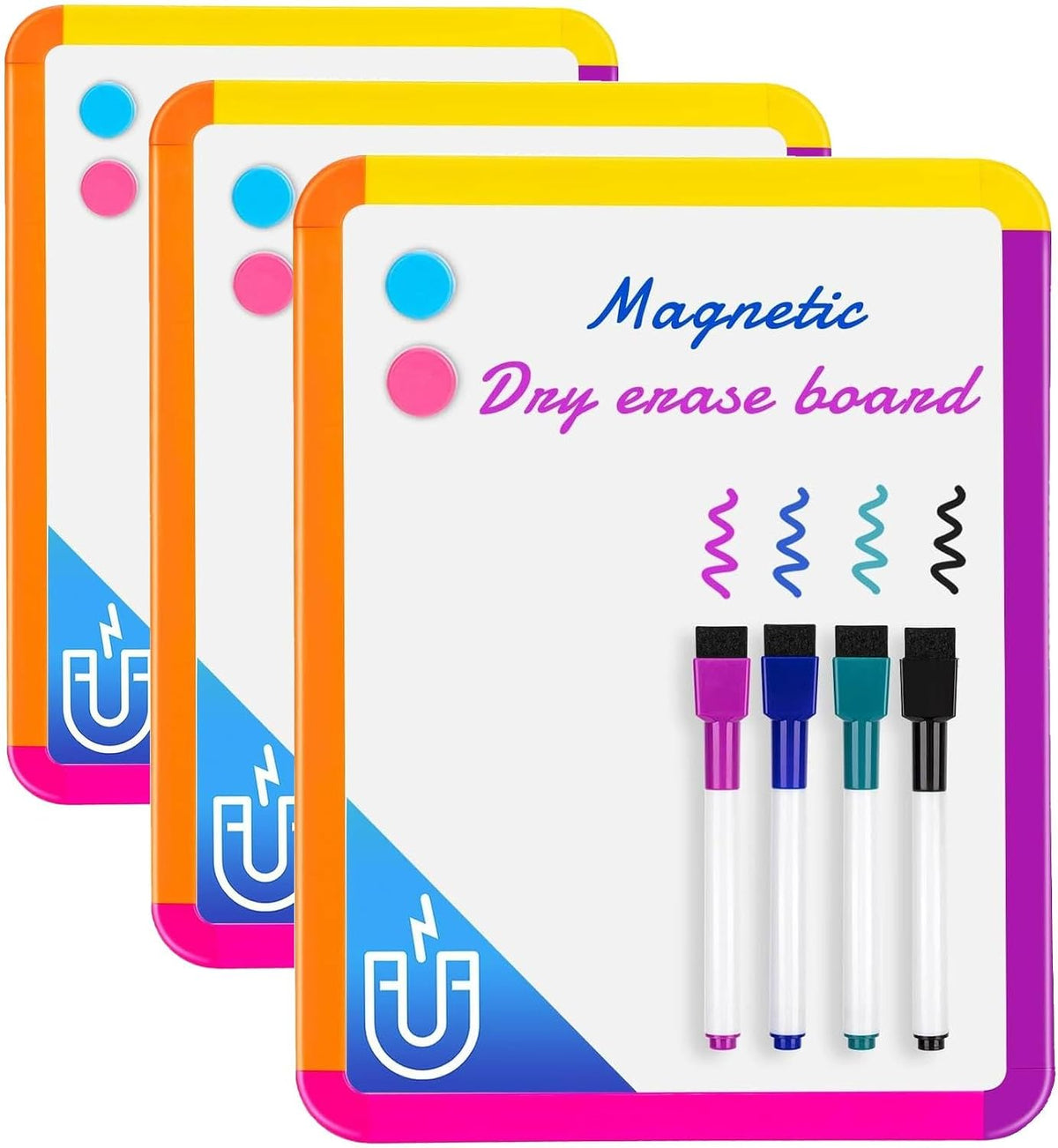 Small Dry Erase Whiteboard, 8.5 x 11 Inches White Board for Kids, Students, Fridge, Locker, Mini Dry Erase Board