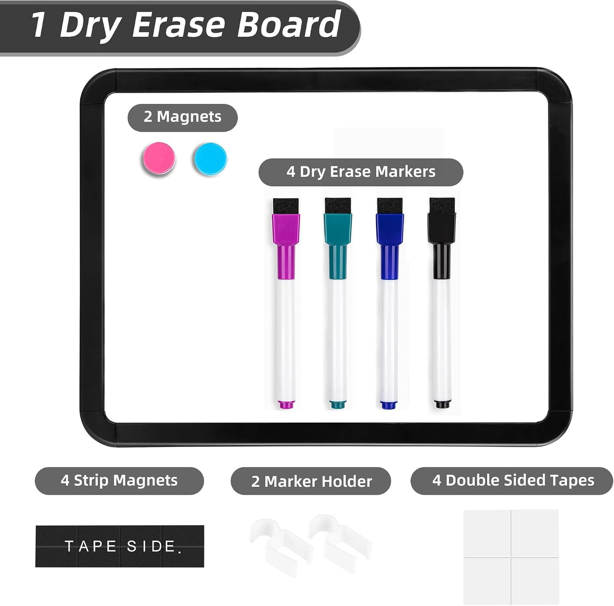 Small Dry Erase Whiteboard, 8.5 x 11 Inches White Board for Kids, Students, Fridge, Locker, Mini Dry Erase Board