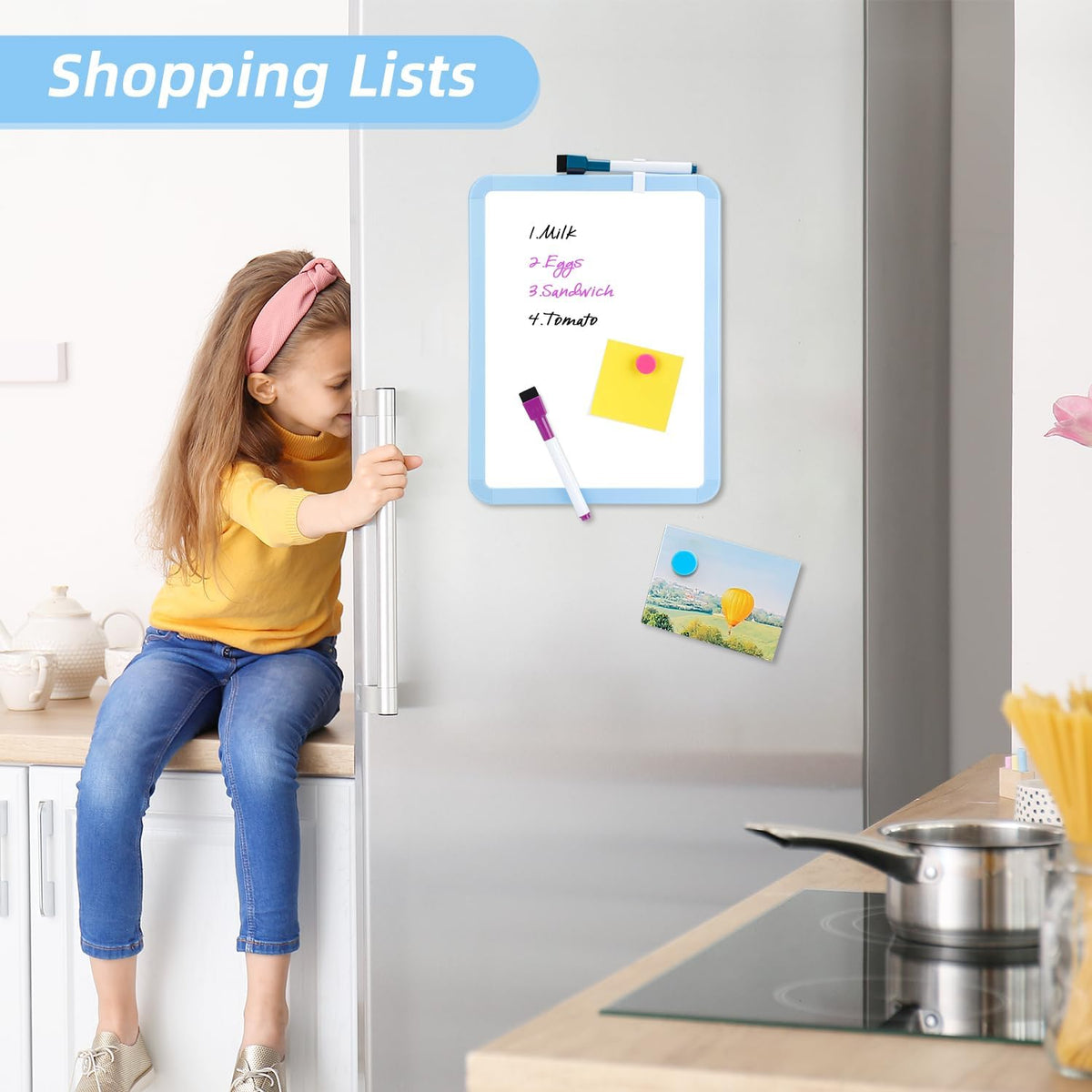 Small Dry Erase Whiteboard, 8.5 x 11 Inches White Board for Kids, Students, Fridge, Locker, Mini Dry Erase Board