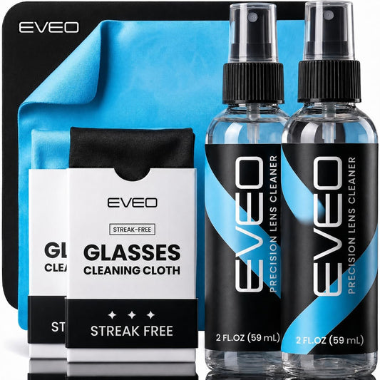 Glasses Cleaner Spray - Eyeglass Cleaner Lens Cleaner No Streaks Technology & Microfiber Cleaning Cloth - Glasses Cleaning Kit, Eye Glass Cleaners Spray - Screen & Eye Glasses Kit - 2 Pack