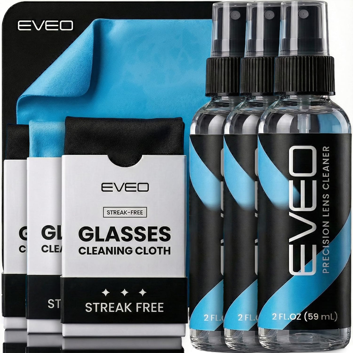 Glasses Cleaner Spray - Eyeglass Cleaner Lens Cleaner No Streaks Technology & Microfiber Cleaning Cloth - Glasses Cleaning Kit, Eye Glass Cleaners Spray - Screen & Eye Glasses Kit - 2 Pack