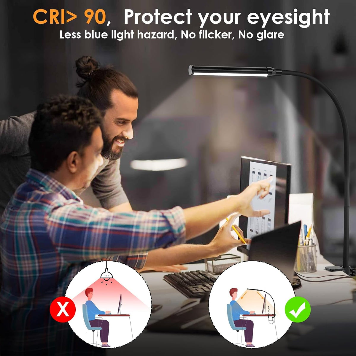 LED Desk Lamp with Clamp,Clip On Desk Lamp for Home Office